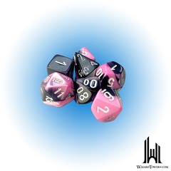 Gemini Mini-Polyhedral 7-Die Set Black-Pink/White